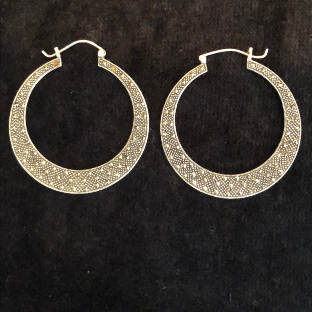 Marcasite hoop earrings.
